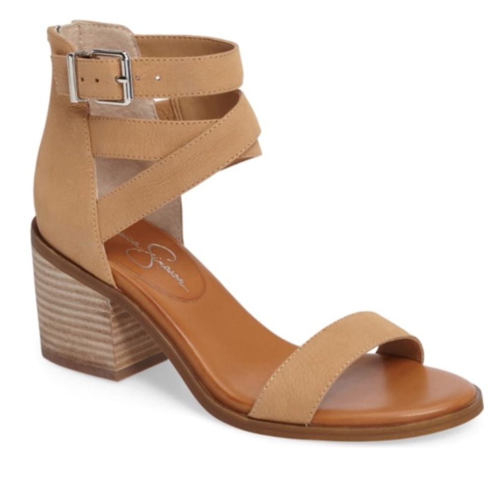 Tan Block heel nubuck sandal size 7.5